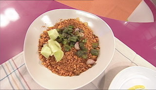 MIGAS DE PAN DE ALFÁCAR CON MELÓN Y PATO