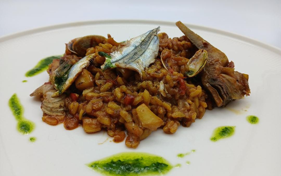 Arroz de choco, chirlas y boquerones