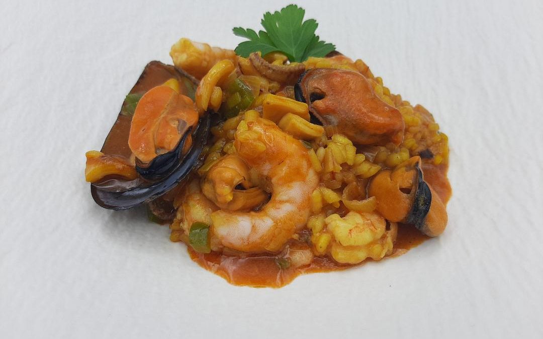 Arroz de mejillones y langostinos