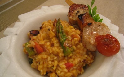Arroz de setas con espárragos