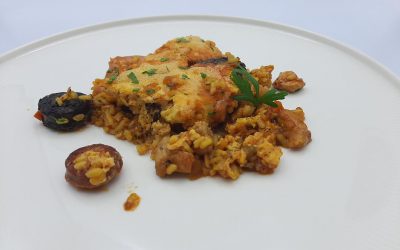 Arroz ibérico en costra