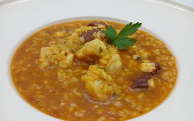 Arroz meloso de pulpo y rape
