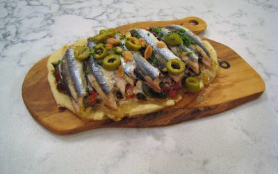 Boquerones asados con pimientos