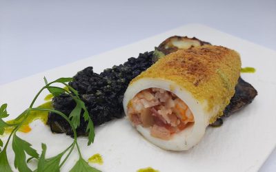 Calamares rellenos de langostinos