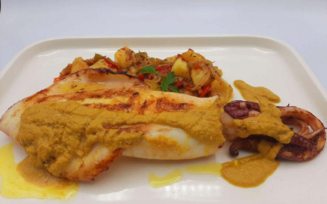 Calamares con salsa de almendras