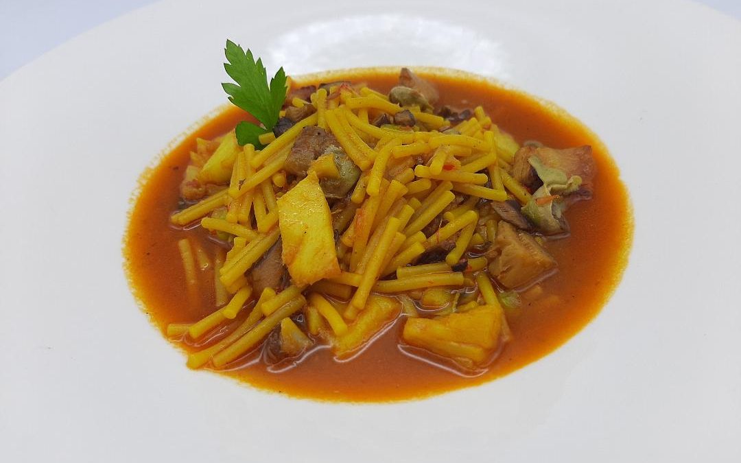 Cazuela de fideos con bacalao