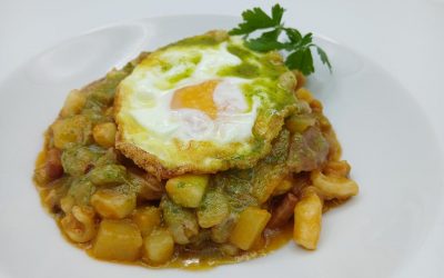 Choco con espárragos  y almendras