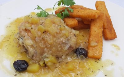 Contramuslo de pollo en salsa