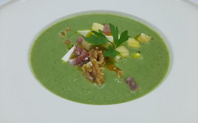 Crema de lechuga con jamón