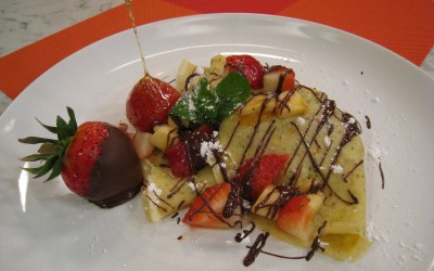 Crepes de fresas con chocolate