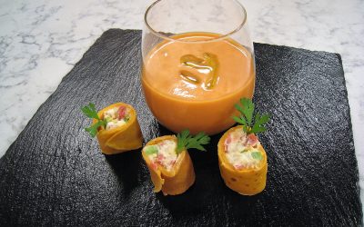 Crepes de Gazpacho con jamón