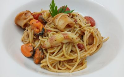 Espaguetti con gambones