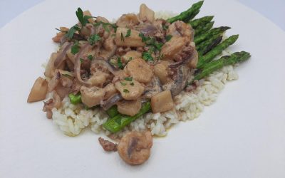 Espárragos con salteado