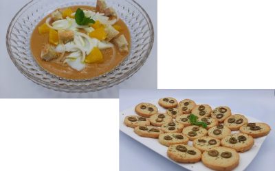 Gazpacho de aceitunas con bacalao