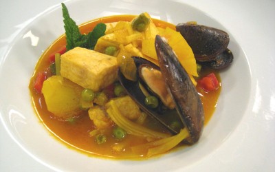 Guiso de pez espada con mejillones