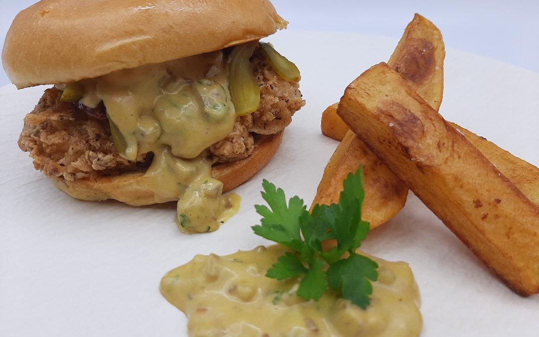 Hamburguesa crujiente de pollo