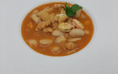 Judiones con rape y gambas