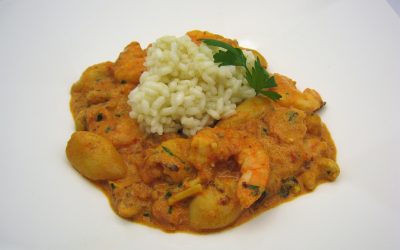 Langostinos al curry