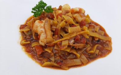 Langostinos con babetas