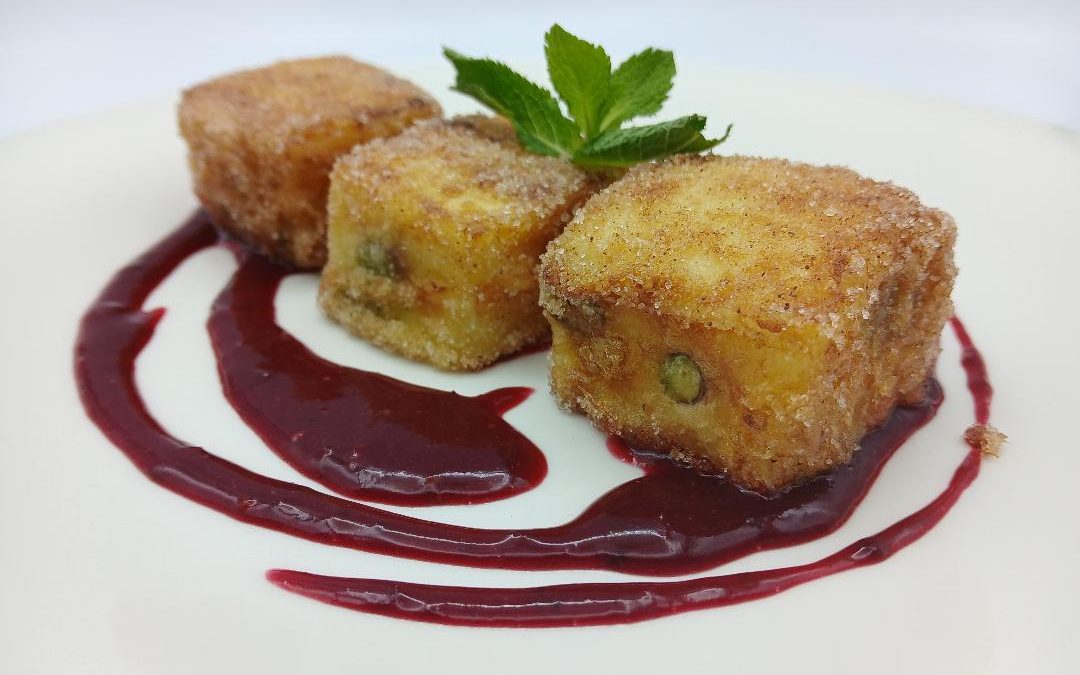 Leche frita de chocolate blanco