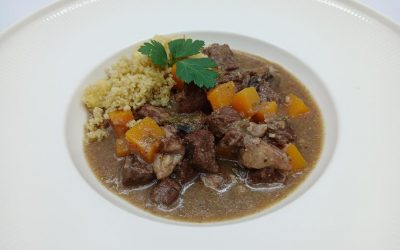 Lomo guisado a la miel con calabaza