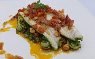 Lubina con arroz verde