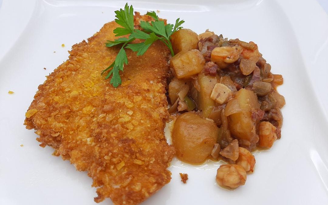 Lubina empanada con patatas