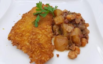 Lubina empanada con patatas