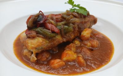 Merluza con pimientos