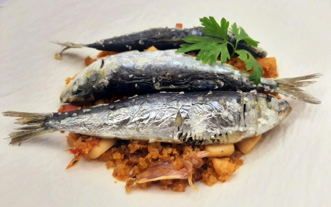 Migas marineras con sardinas