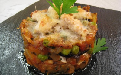 Musaka de berenjenas y pollo