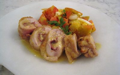 Muslos asados en salsa