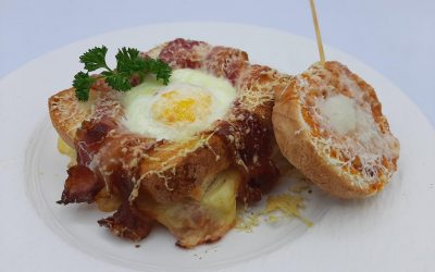 Pan ranchero con huevo y jamón