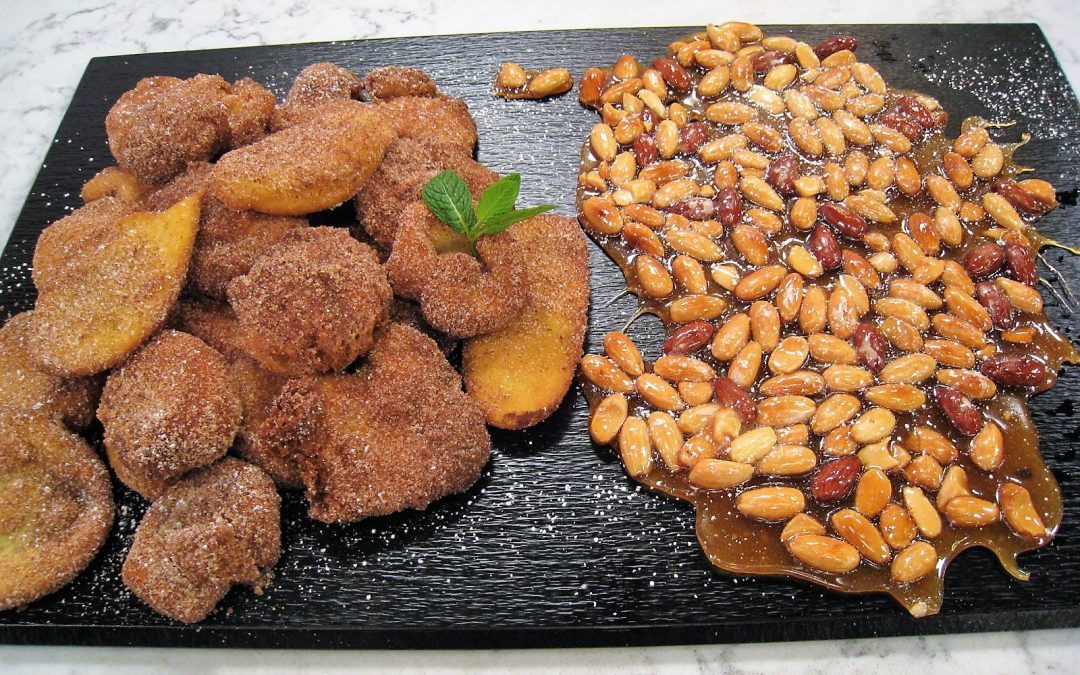 Papajotes y almendras garrapiñadas