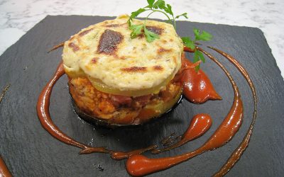 Pastel de carne, patatas y queso