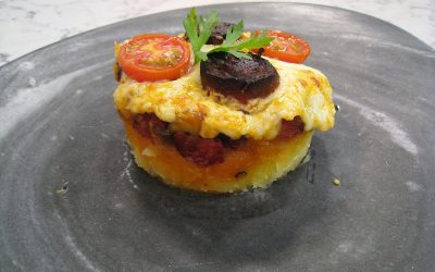 Pastel gratinado de Chorizo y Queso
