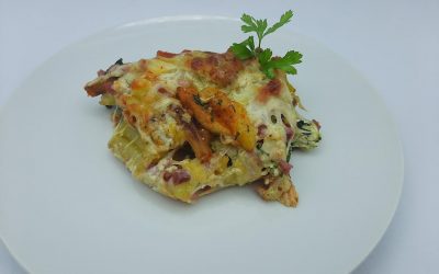 Patatas gratinadas con pollo