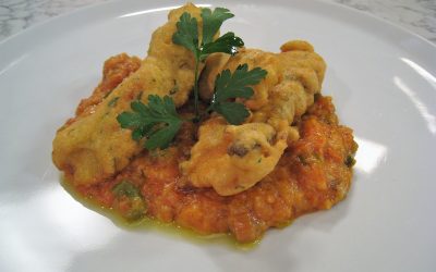 Pavías de Bacalao con camarones