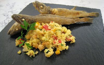 Pijotas fritas con Tabulé de verduras