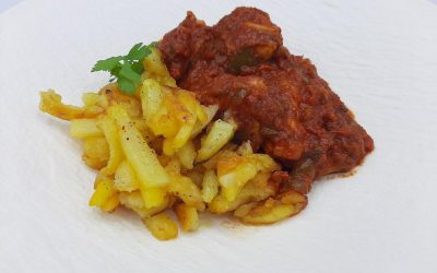 Pollo a la riojana con patatas
