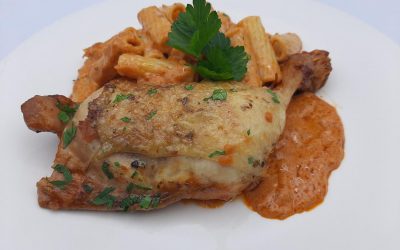 Pollo asado con tomate