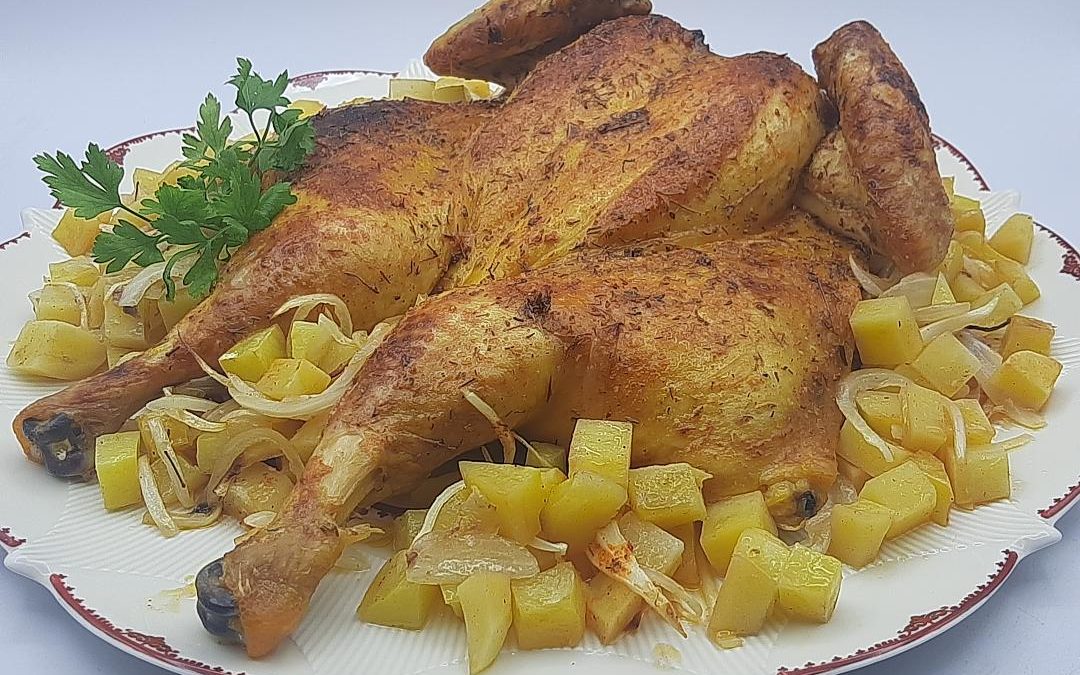 Pollo asado en mariposa