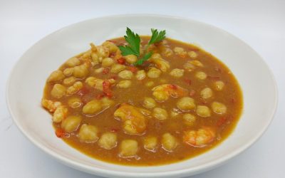 Garbanzos con langostinos