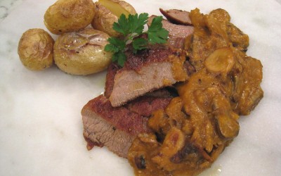 Presa ibérica con gurumelos