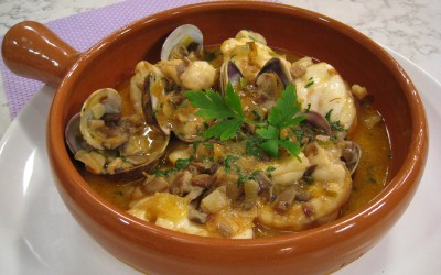 Rape con almejas y amontillado