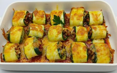 Rollitos de calabacín gratinados
