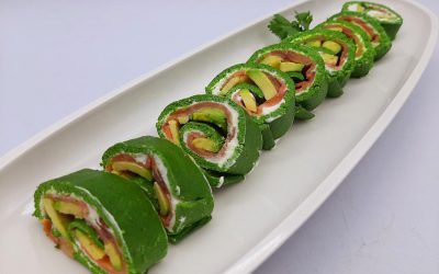 Rollitos de espinacas con salmón