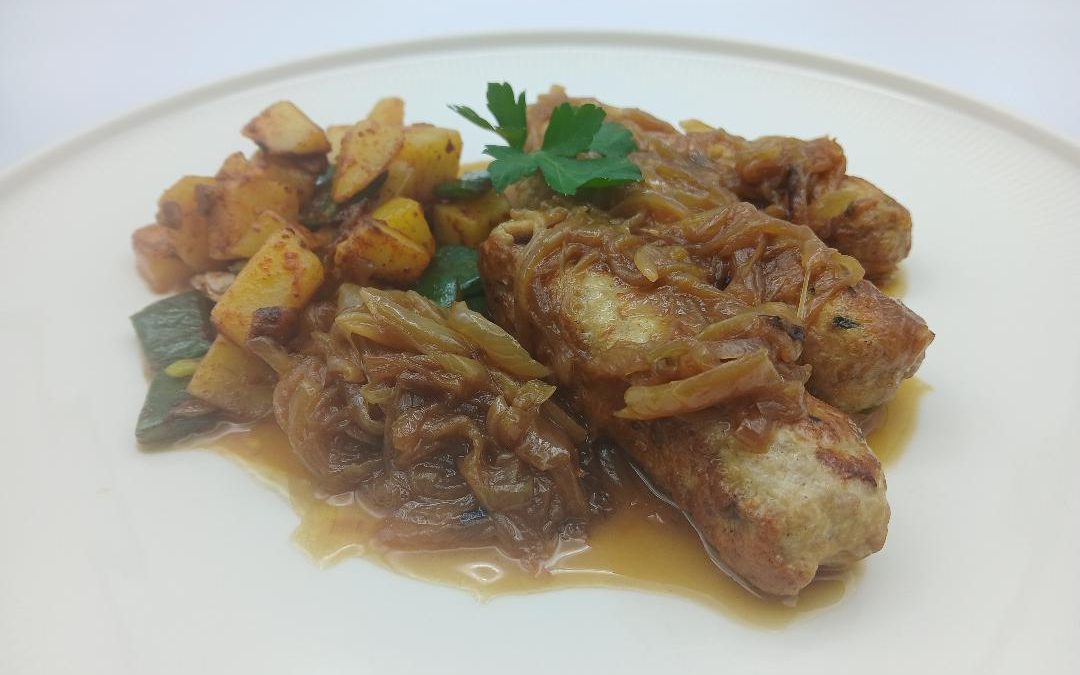 Salchichas caseras al vino