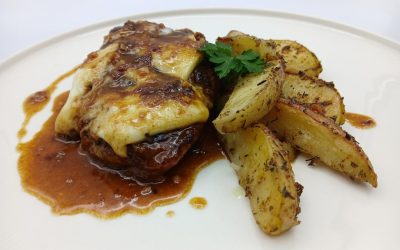 Solomillo a la miel con queso