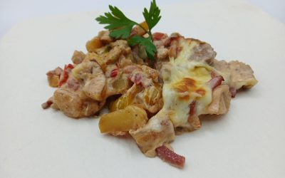 Solomillo con patatas gratinadas